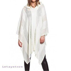NWT Ultra Soft Open Knit Relaxed Fit Cozy Hooded Poncho
